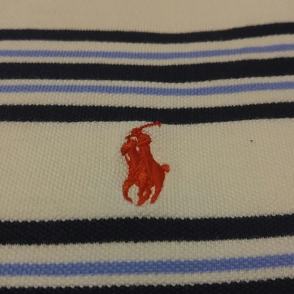 Polo Ralph Lauren blue and white striped polo size medium - Picture 3 of 5